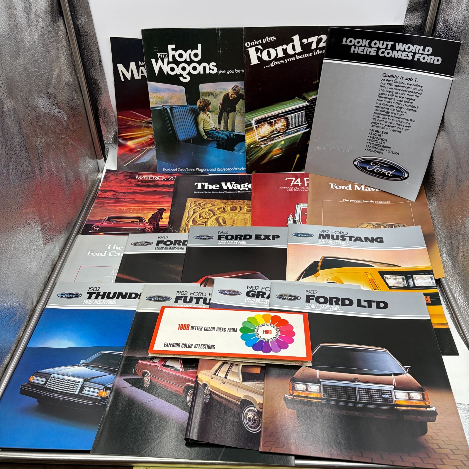 Lot Vintage 1969-1982 Ford Sales Brochures Mustang Maverick Thunderbird Lot Vintage 1969-1982 Ford Sales Brochures Mustang Maverick Thunderbird