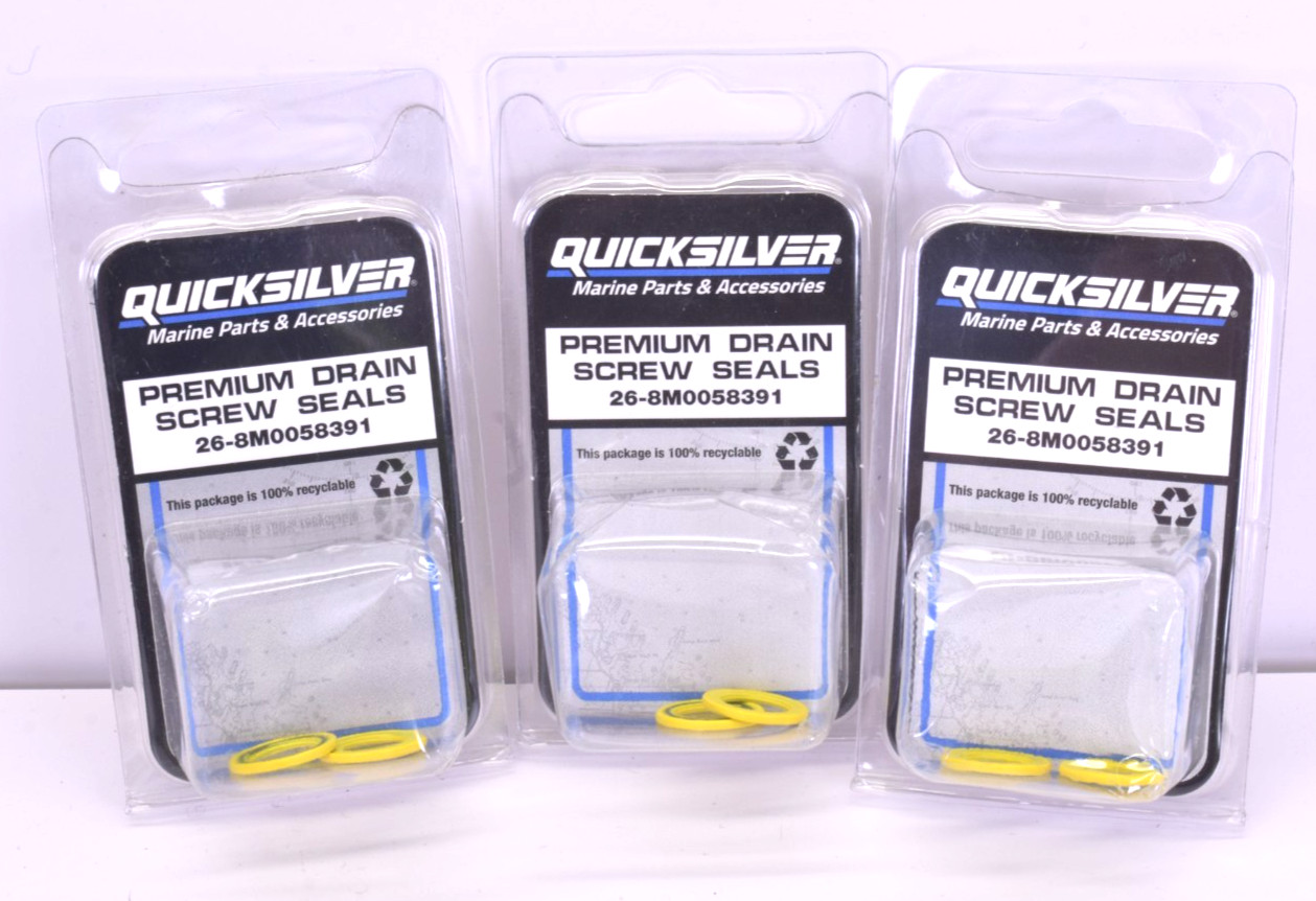 3 Packs of QUICKSILVER Mercury Marine Premium Drain Screw Seals 26-8M0058391