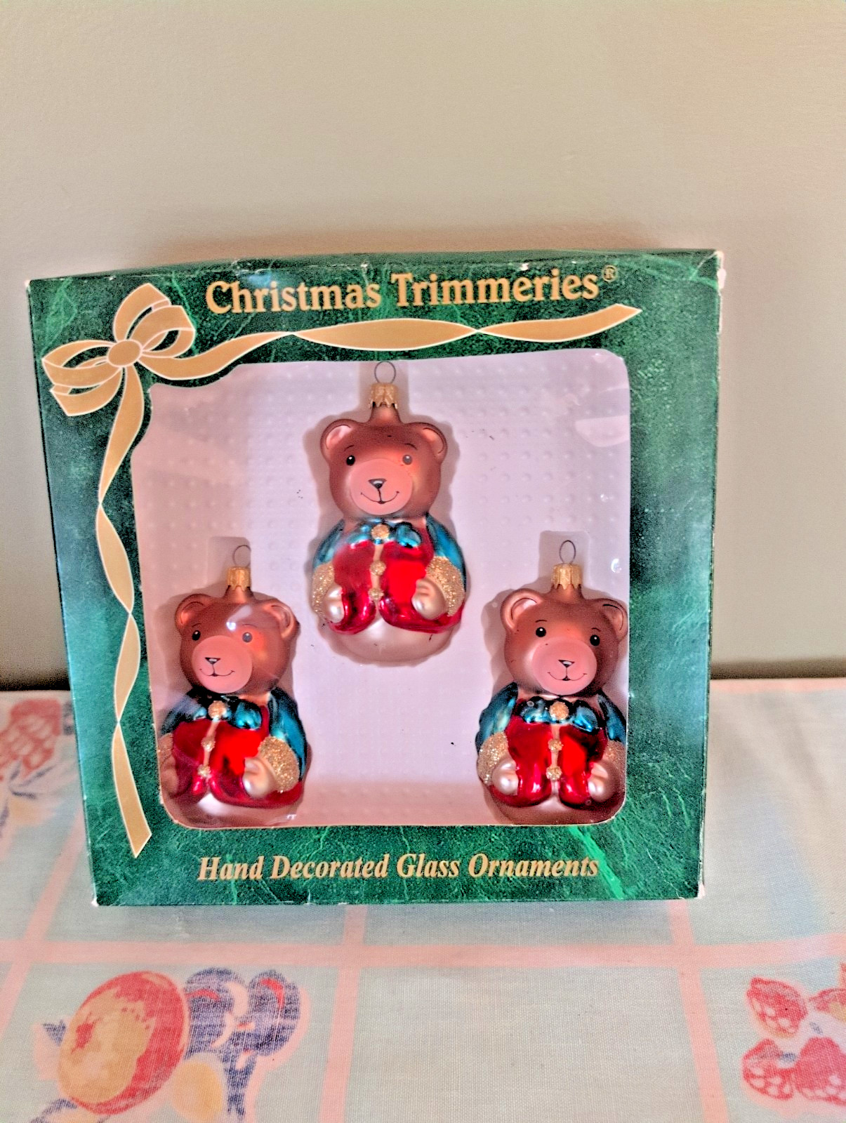 New Vintage Bradford Hand Decorated Glass Bear Ornaments 🎄 Christmas Trimmeries New Vintage Bradford Hand Decorated Glass Bear Ornaments 🎄 Christmas Trimmeries