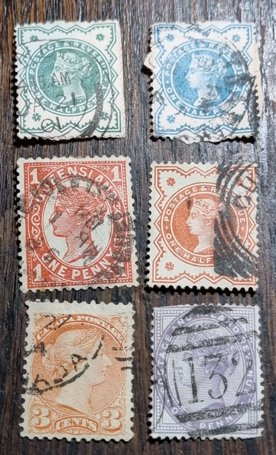 GB COLONIES QUEENSLAND AUSTRALIA VICTORIA One Penny Red Used + Half Penny Lot GB COLONIES QUEENSLAND AUSTRALIA VICTORIA One Penny Red Used + Half Penny Lot