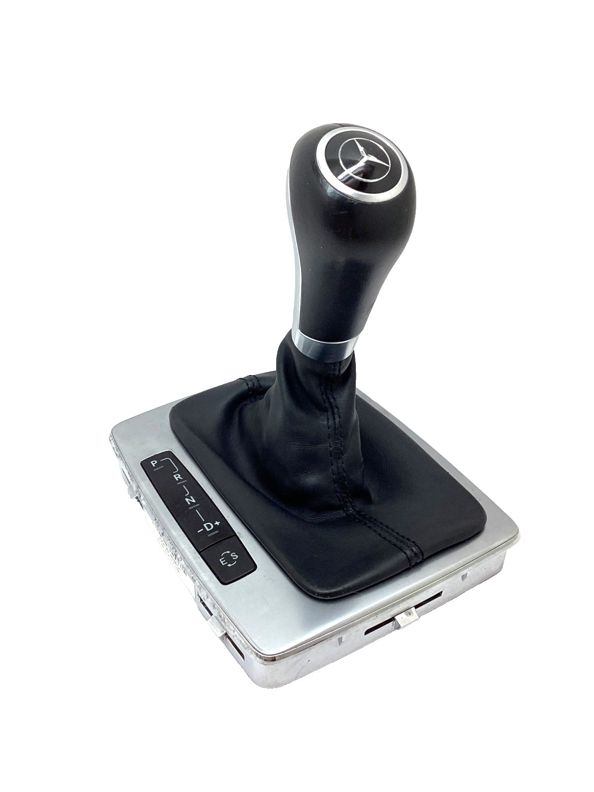 ✅ 2014 MERCEDES C300 SILVER BLACK LOGO SHIFTER KNOB BOOT W/SHIFT INDICATOR BEZEL