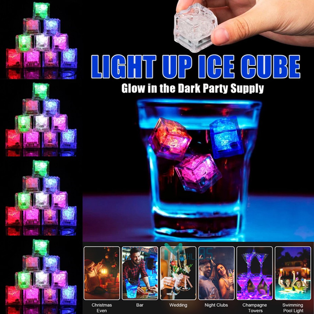 120Pcs LED Light Ice Cubes Waterproof Luminous For Party Wedding Home Decoration