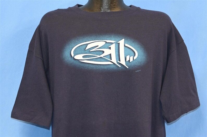 90s 311 Alien Blue Album Alternative Rock band retro black 2 sided t-shirt