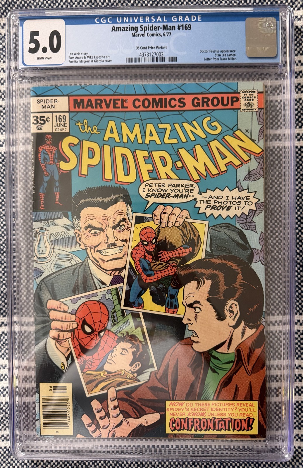 Amazing Spider-Man #169 CGC 5.0 35¢ Variant (Marvel 1977) Frank Miller Letter
