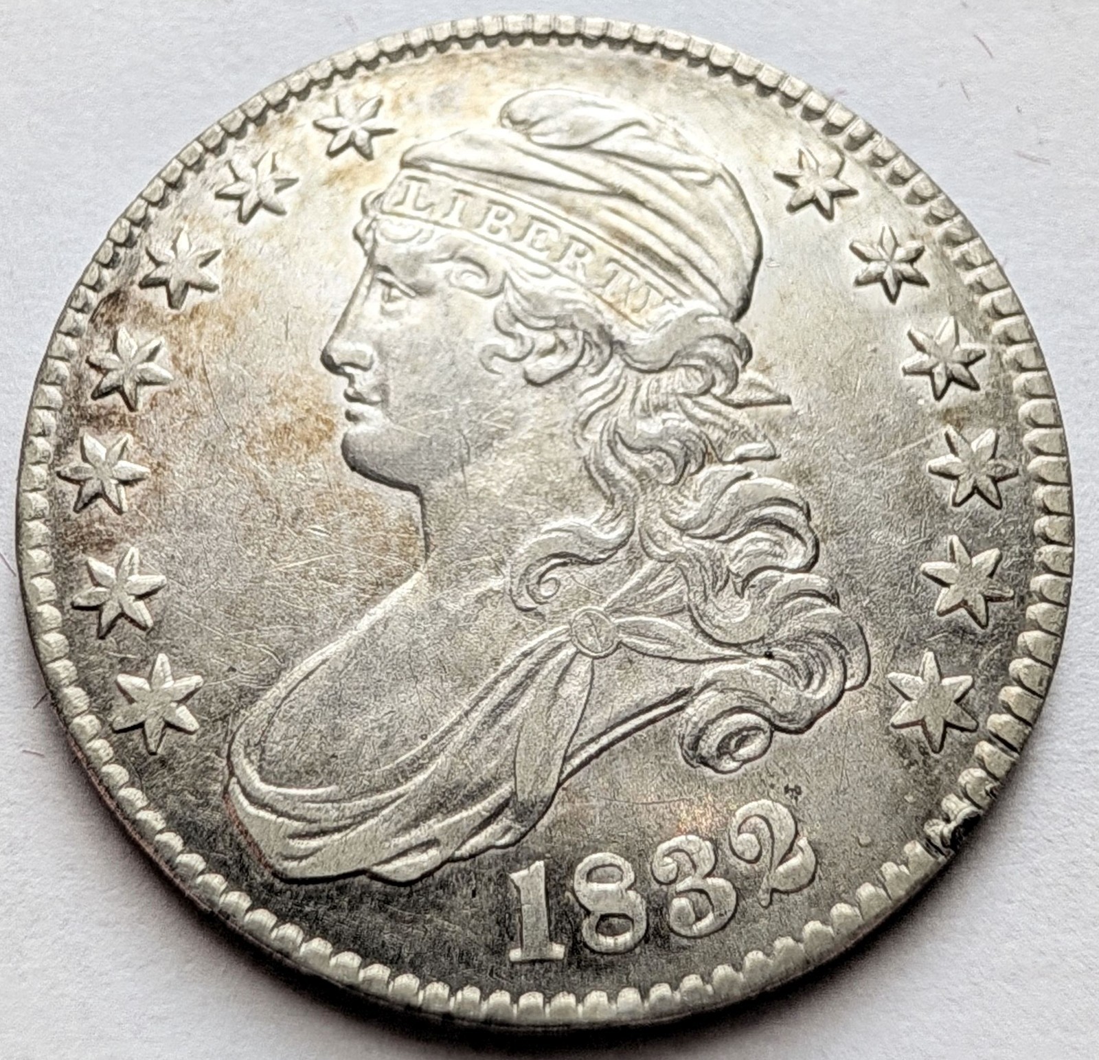 1832 Capped Bust Half Dollar 50C Small Letters AU Details Cleaned