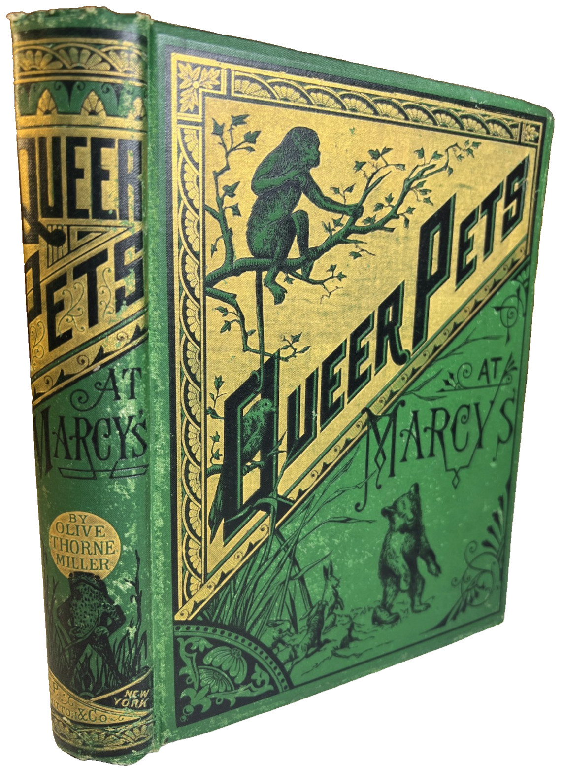 Antique Ornate Gilded Decorative Victorian Book 1880 QUEER PETS Marcy’s 1st Ed
