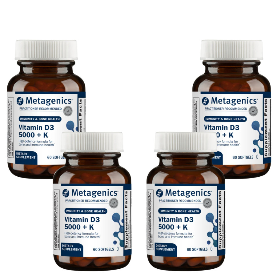 Metagenics Vitamin D3 5000 + K 60 Softgels EXP: 2028 - Pack of 4