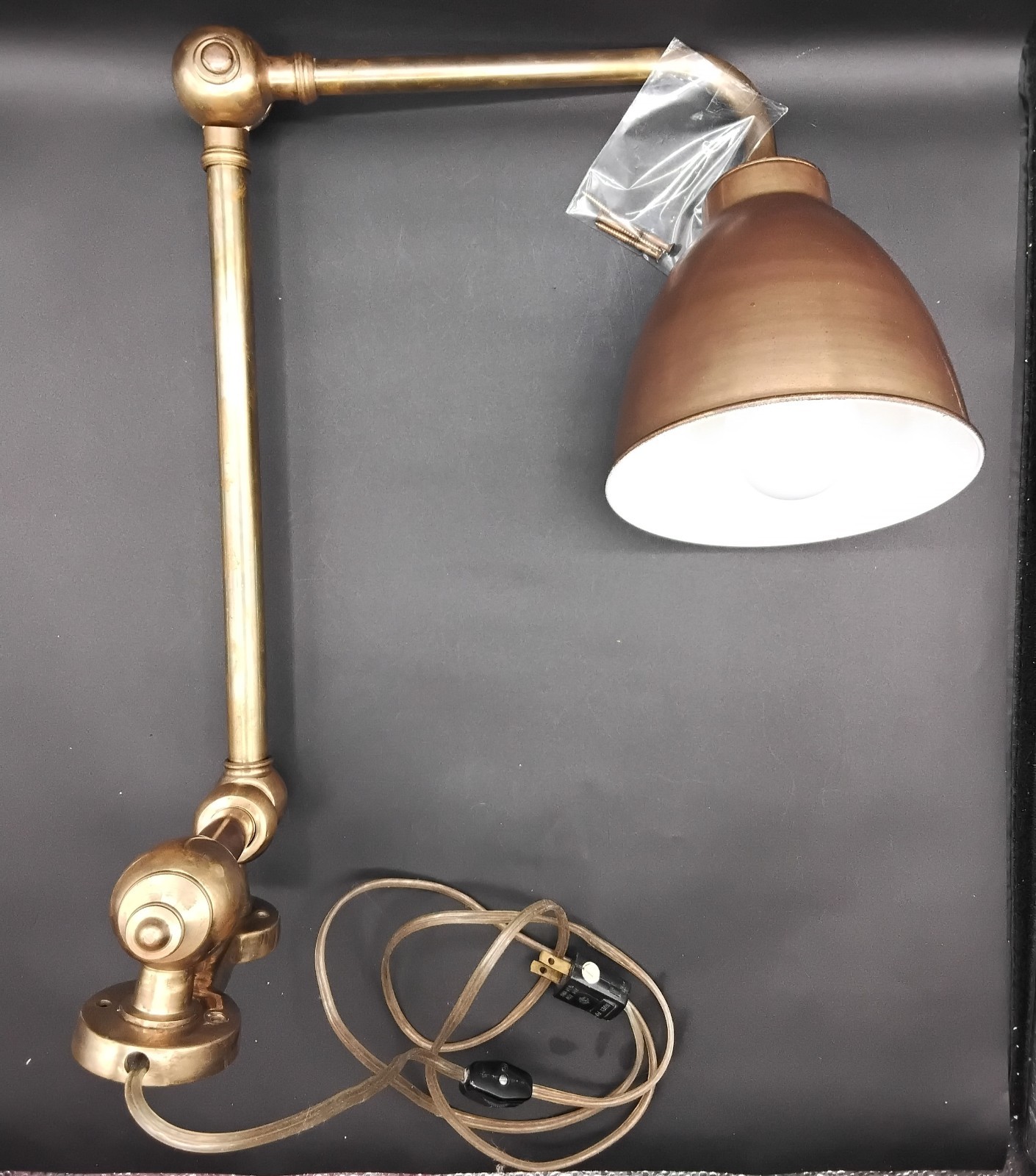 Stunning 1950\'s Mid-Century Modern Brass Articulated Brass Sconce MCM Lamp Works