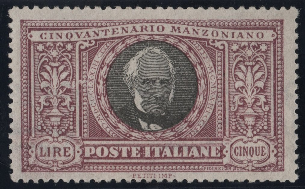 Kingdom 1923 “Manzoni” M.N.H. Cert. Diena 1 Kingdom 1923 “Manzoni” M.N.H. Cert. Diena 1