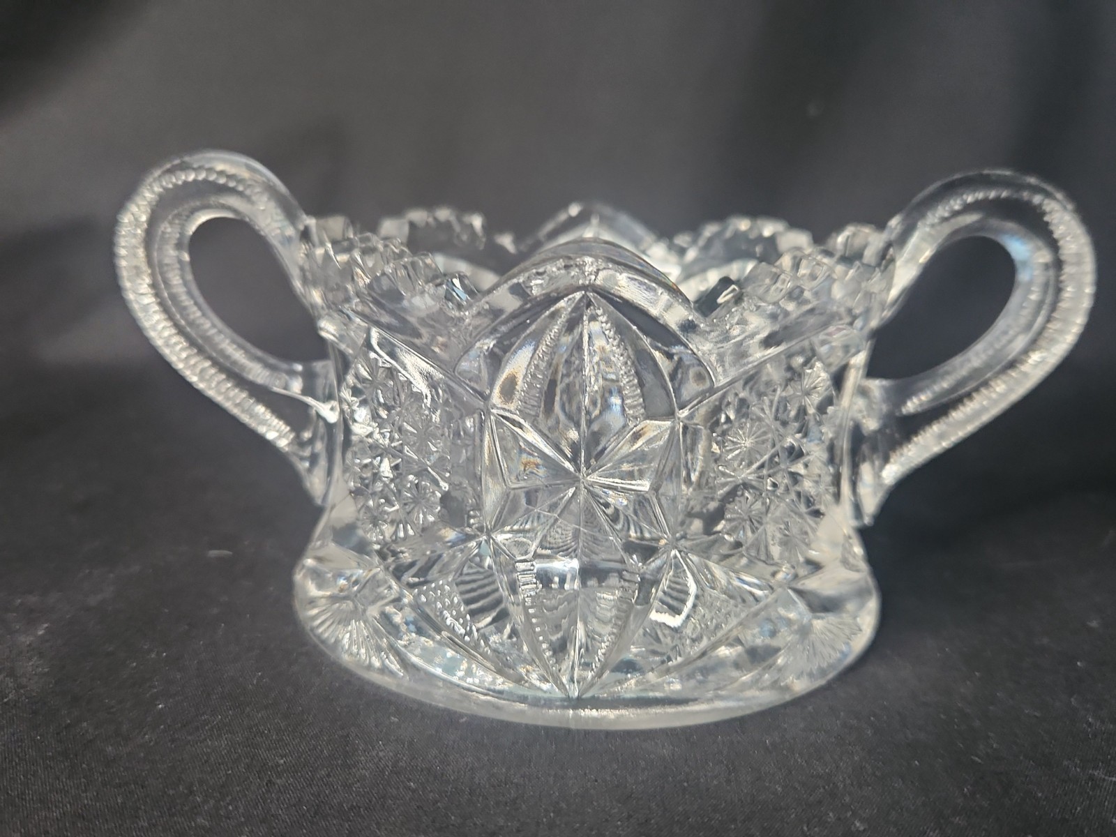 EAPG Antique Mckee Glass OMN Toltec Ca 1904 Clear Berry Sugar Bowl Press Cut