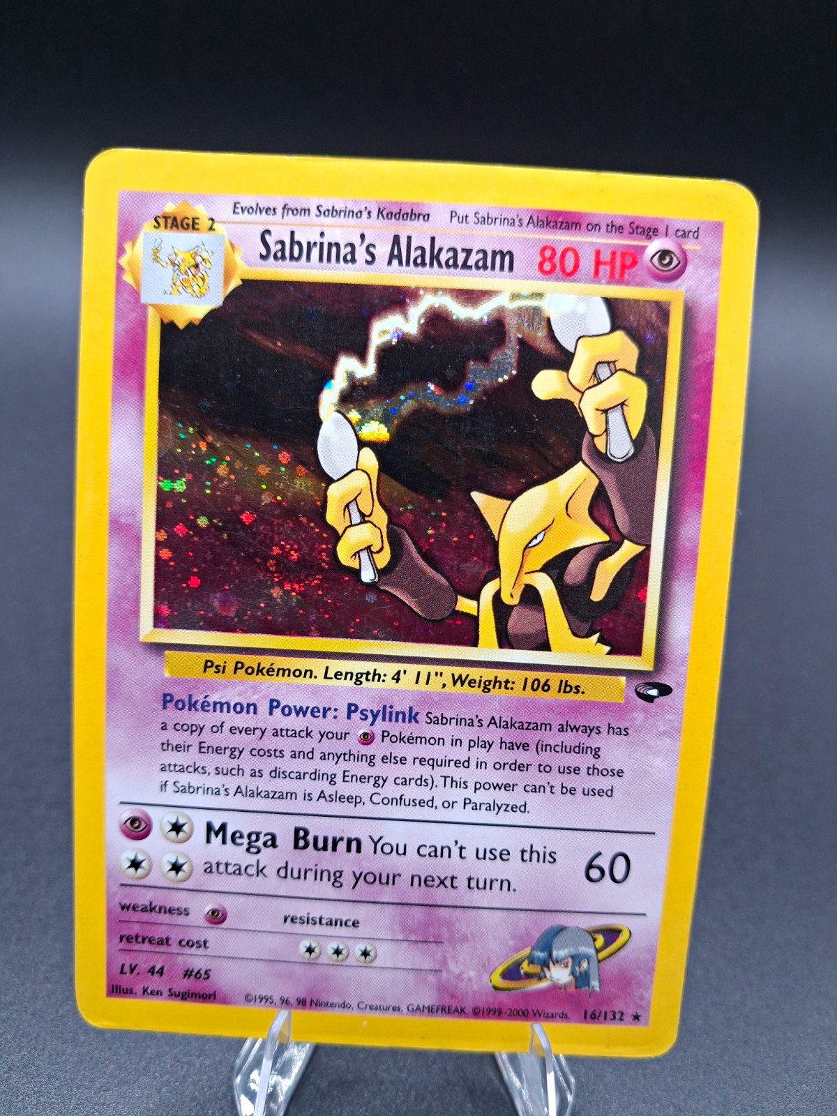 Sabrina\'s Alakazam 16/132 Holo Rare Gym Challenge 2000 English Pokemon 80 HP Sabrina\'s Alakazam 16/132 Holo Rare Gym Challenge 2000 English Pokemon 80 HP