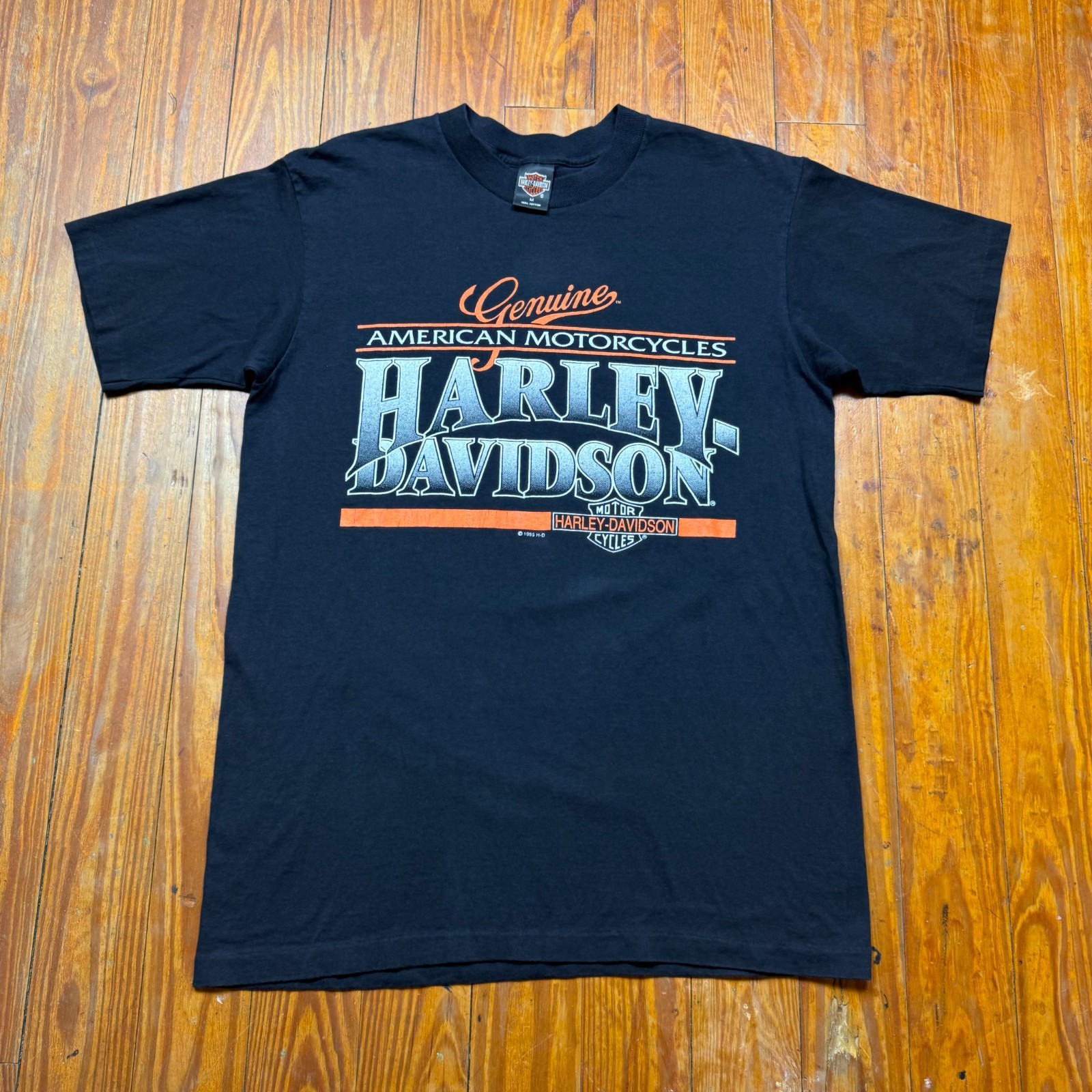 Vintage Harley Davidson Shirt Mens Medium Black American Motorcycles 1995 90s
