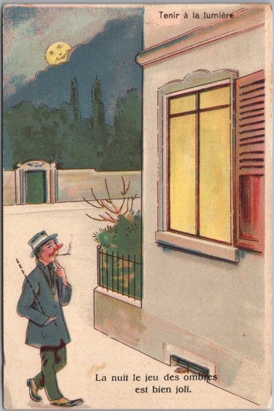 c1910s French HOLD-TO-LIGHT Comic Postcard 
