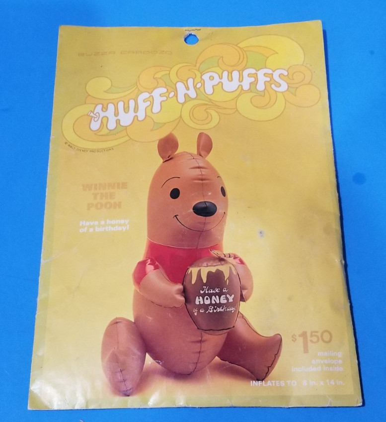💥1970's Walt Disney Huff-N-Puffs Winnie the Pooh Inflatable Birthday Greeting 💥1970's Walt Disney Huff-N-Puffs Winnie the Pooh Inflatable Birthday Greeting