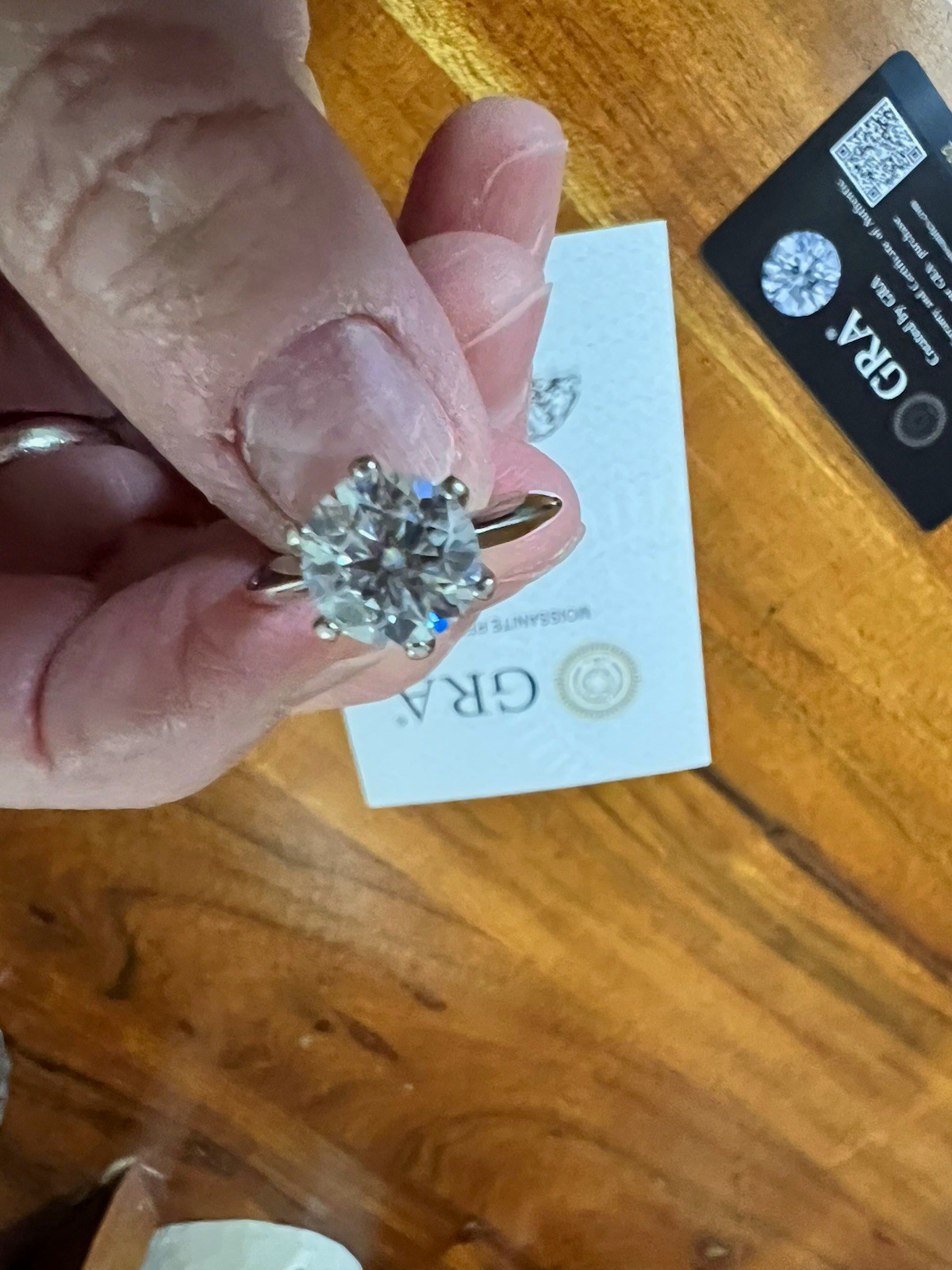 GRA Sterling Silver Round Moissanite Solitaire Engagement Ring Size 7 GRA GRA Sterling Silver Round Moissanite Solitaire Engagement Ring Size 7 GRA