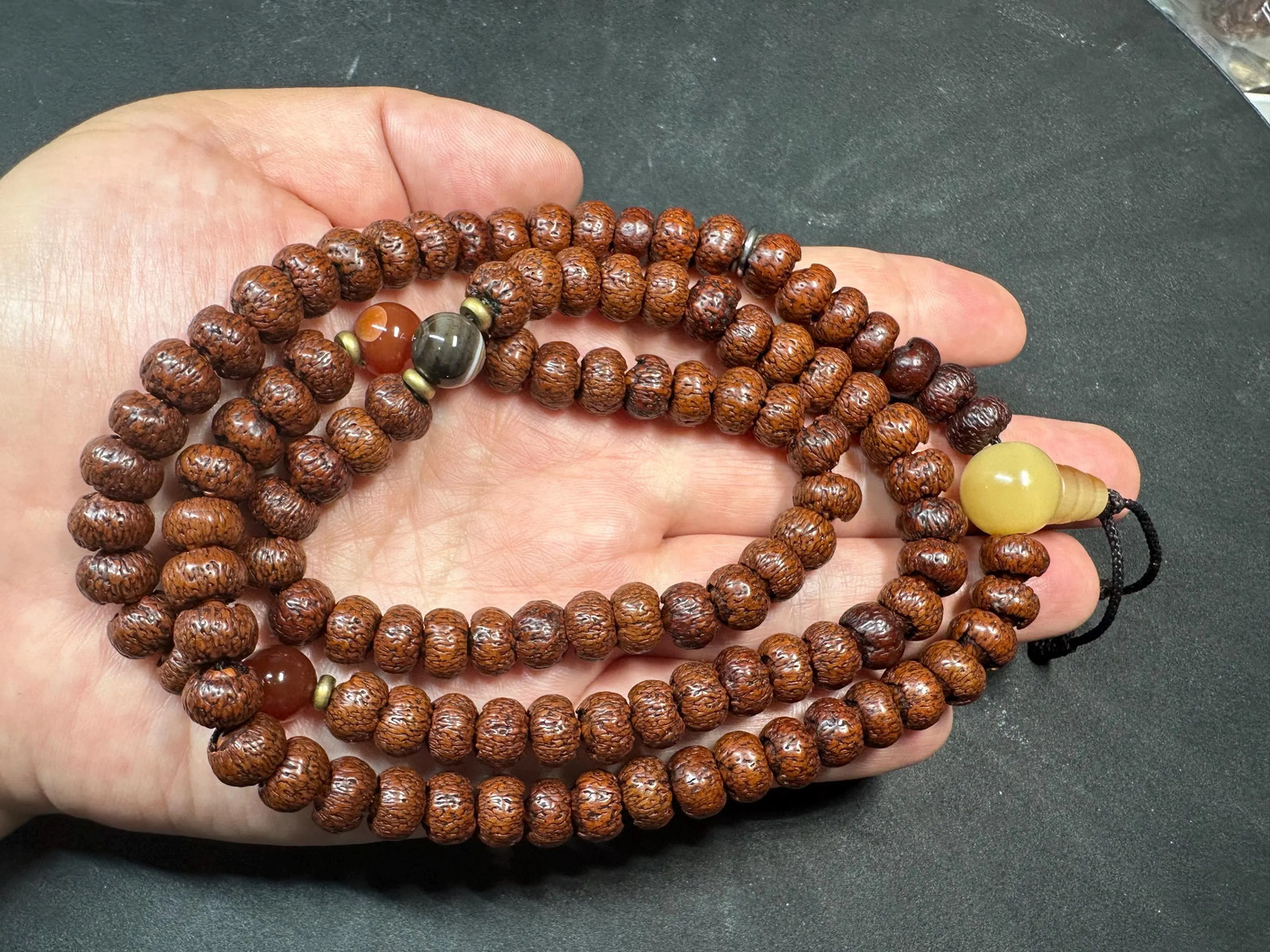 Vintage 108 Lotus Bodhi Seed Mala Necklace 30