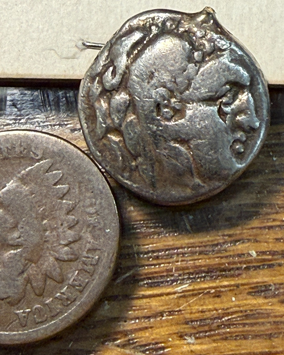 Genuine Ancient Greece Zeus Silver Drachm VF Details w/Jewelry Mount CHRC