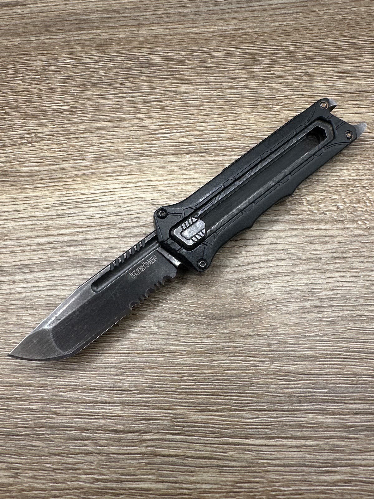 Kershaw Interstellar 1195 BlackWash Tanto Combo Edge Slide Lock Folder Used