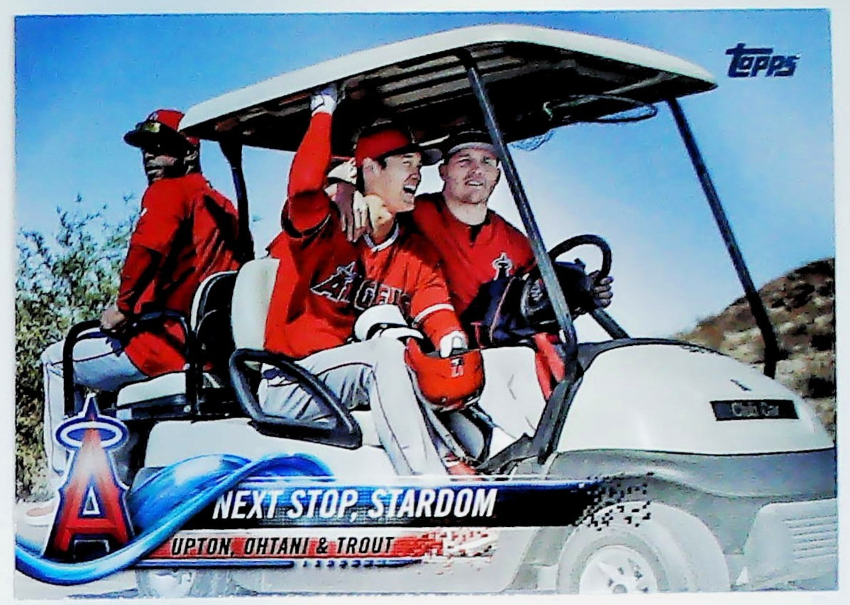 2018 TOPPS US158 SHOHEI OHTANI MIKE TROUT JUSTIN UPTON NEXT STOP STARDOM ANGELS 2018 TOPPS US158 SHOHEI OHTANI MIKE TROUT JUSTIN UPTON NEXT STOP STARDOM ANGELS