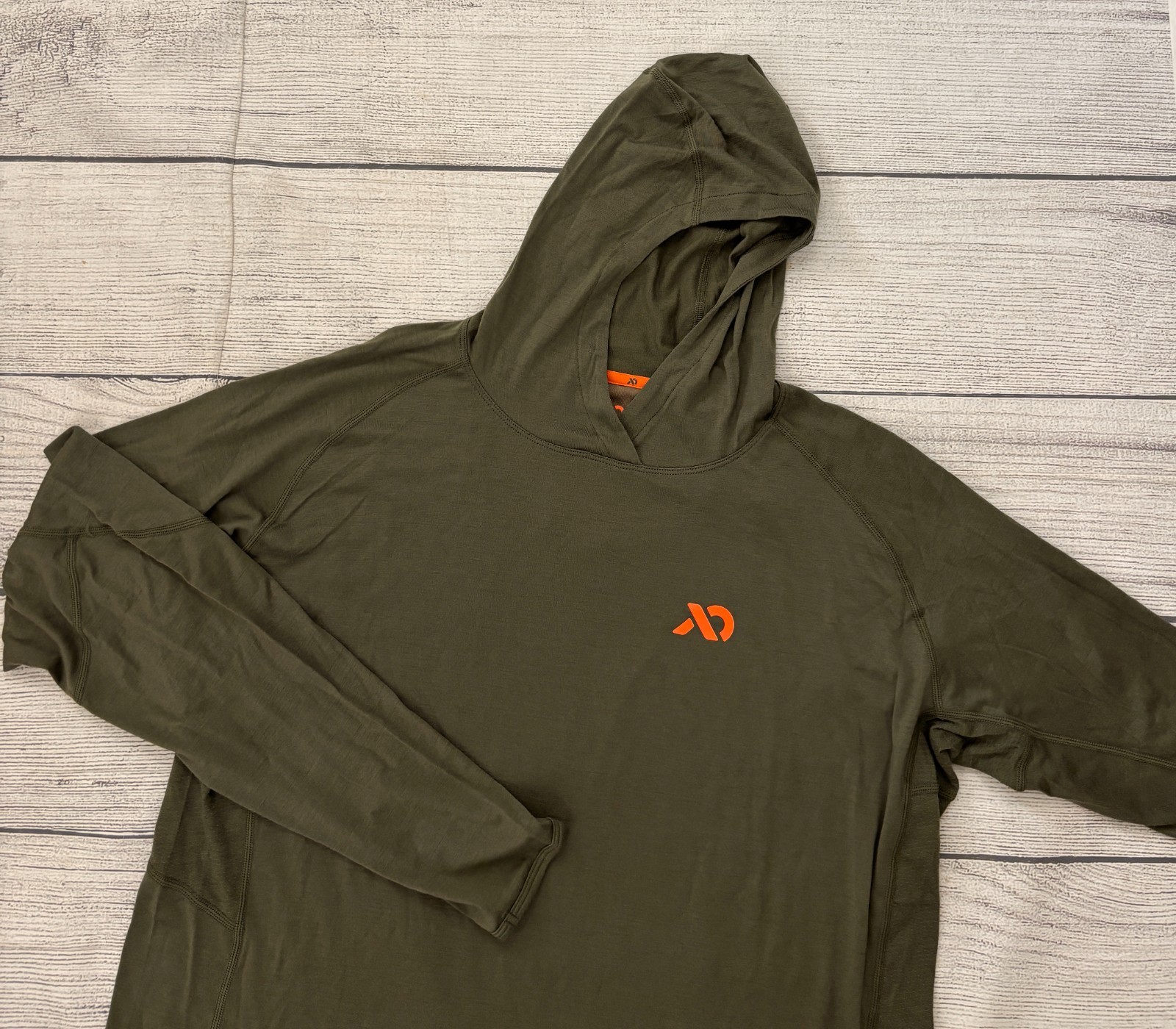 FIRST LITE AEROWOOL Mens XL Green Merino Wool Wick Ultralight 150 Base Hoodie