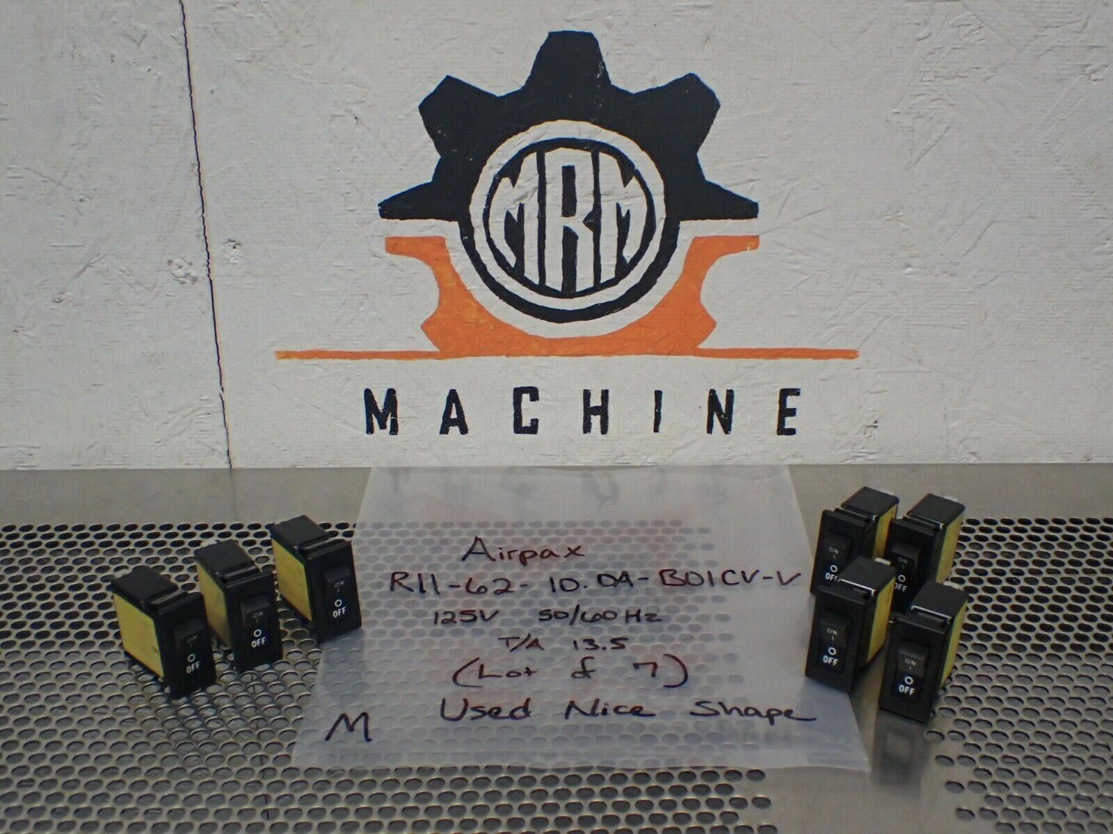 Airpax R11-62-10.0A-B01CV-V 125V 50/60Hz T/A 13.5 Rocker Switches (Lot of 7)