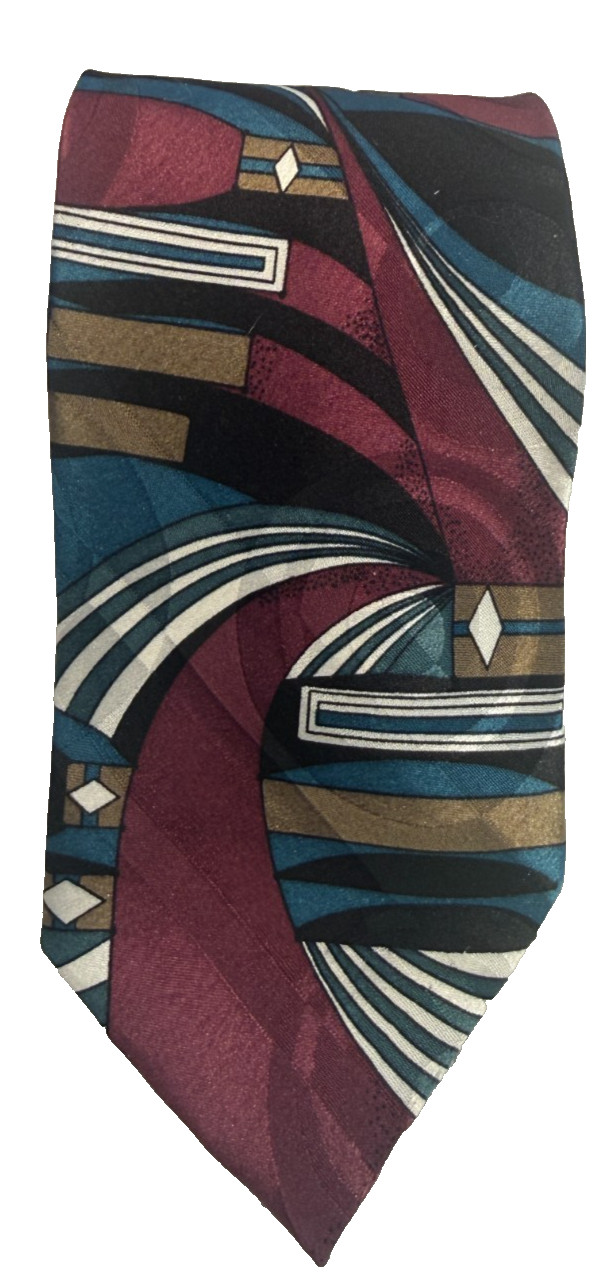 Vintage EUC Screenplay By Martin Wong Abstract Silk Tie USA Necktie 56 X 3.5