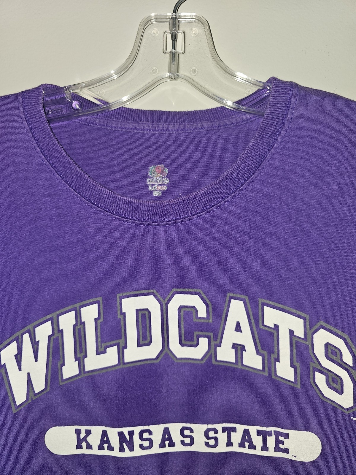 Kansas State University Older Style Large Mens Purple Graphic Logo Tee NCAA