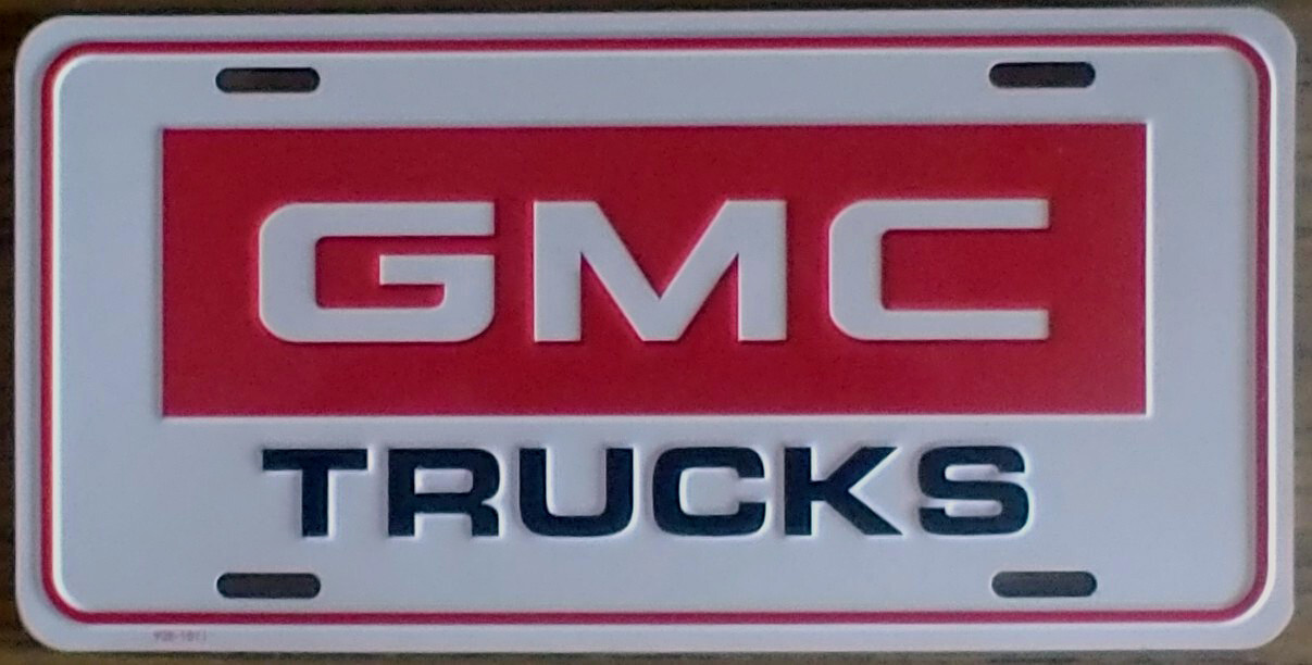 Vintage GMC Novelty License Plate Embossed Metal New Old Stock Trucks #2084 Vintage GMC Novelty License Plate Embossed Metal New Old Stock Trucks #2084