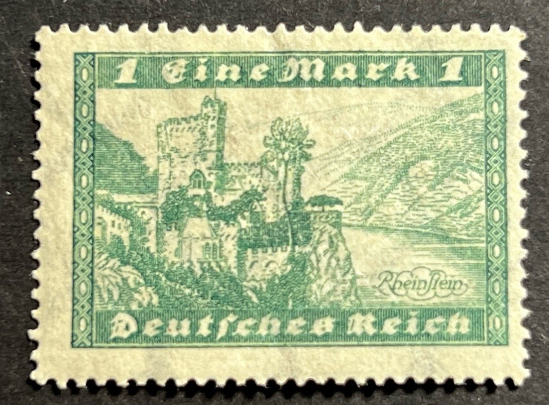 Travelstamps: 1924 Germany Stamps Scott #337 Mi 364 - 1m Rheinstein Castle MOGH Travelstamps: 1924 Germany Stamps Scott #337 Mi 364 - 1m Rheinstein Castle MOGH