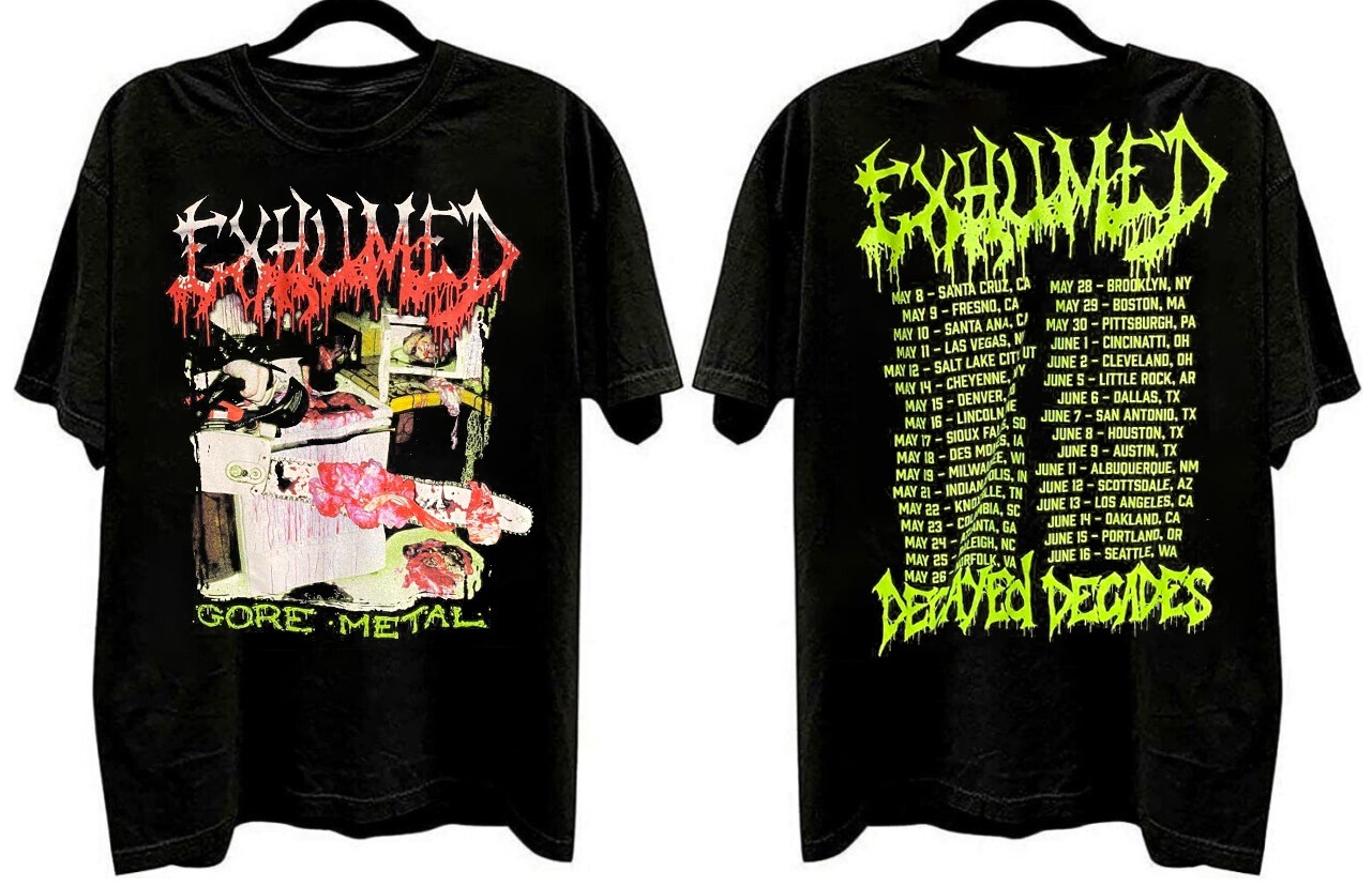Exhumed rock punk tour short sleeve black color 2 side shirt reprint VK07623