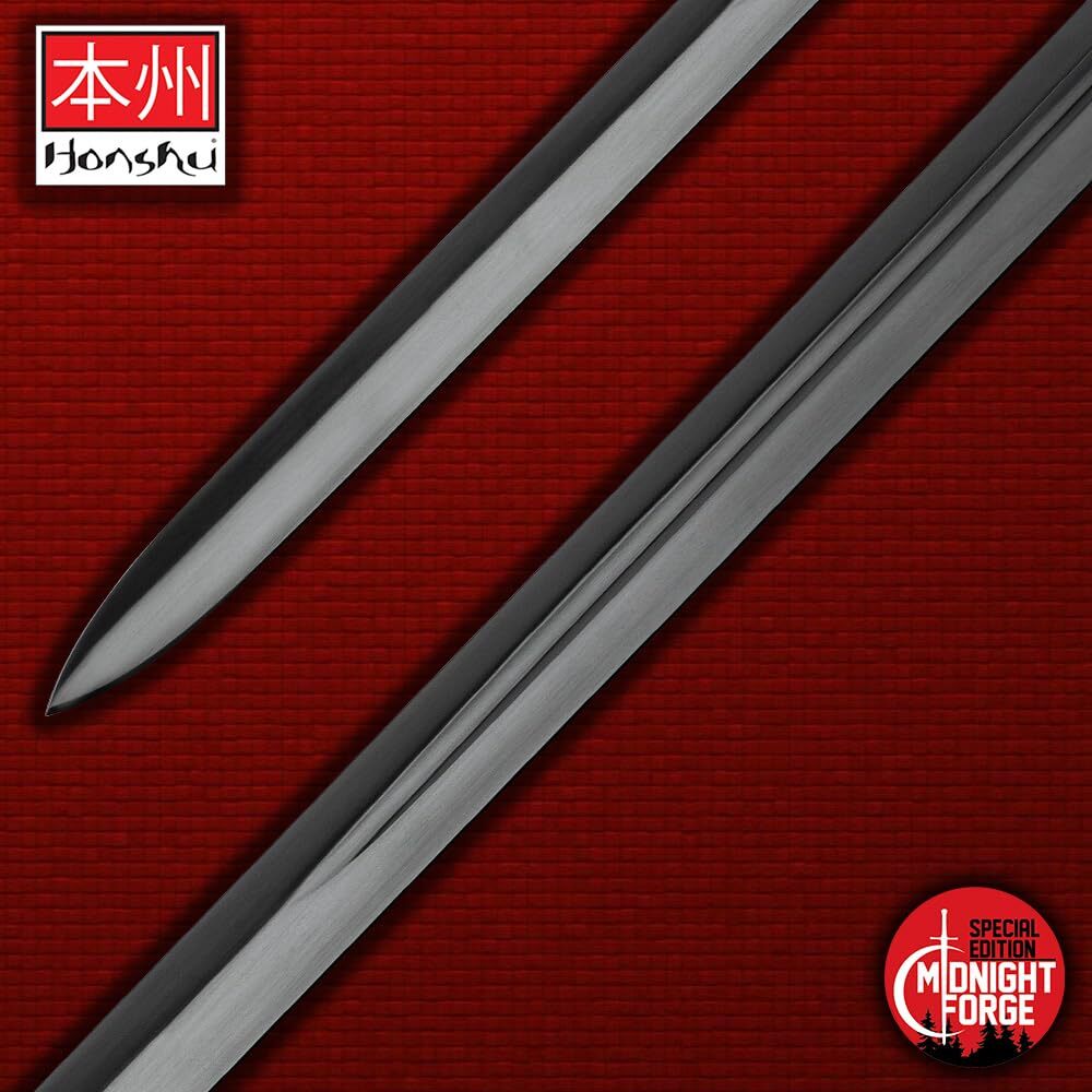 Honshu Boshin Midnight Forge Katana | Double Edged | 1060 Carbon Steel Blade Honshu Boshin Midnight Forge Katana | Double Edged | 1060 Carbon Steel Blade