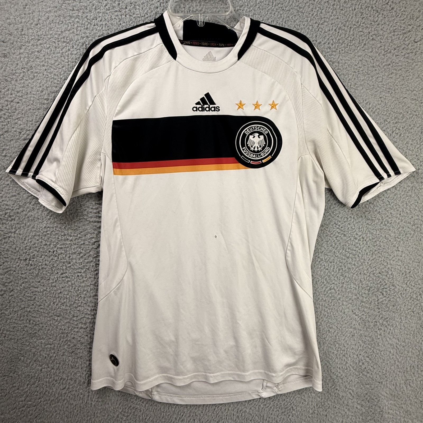Germany Shirt Mens Medium White Adidas Soccer Jersey DFB Football 3 Star FLAWS