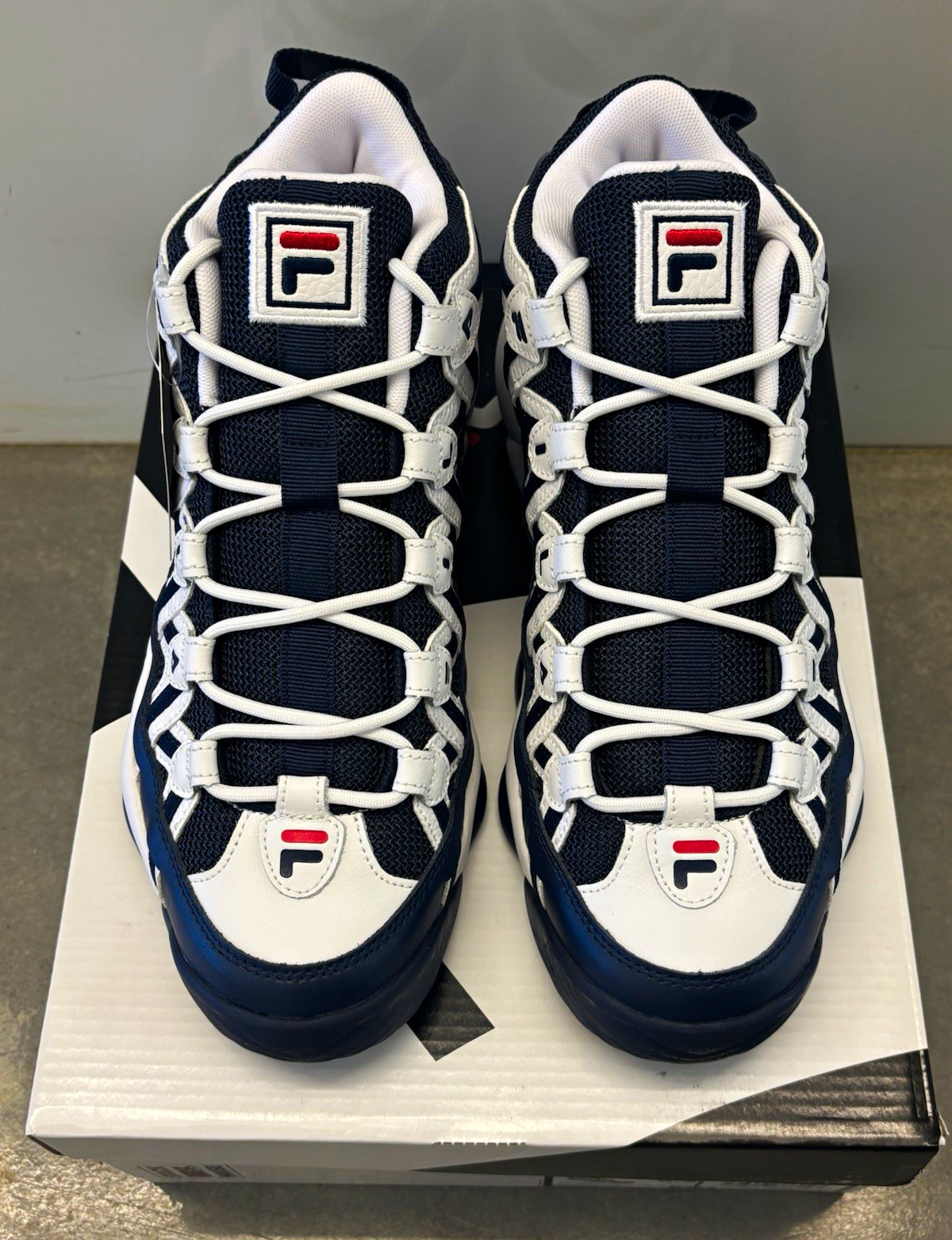 FILA Spaghetti Stackhouse Navy/White/Red Leather Low Top Lace Up Men’s Sneakers