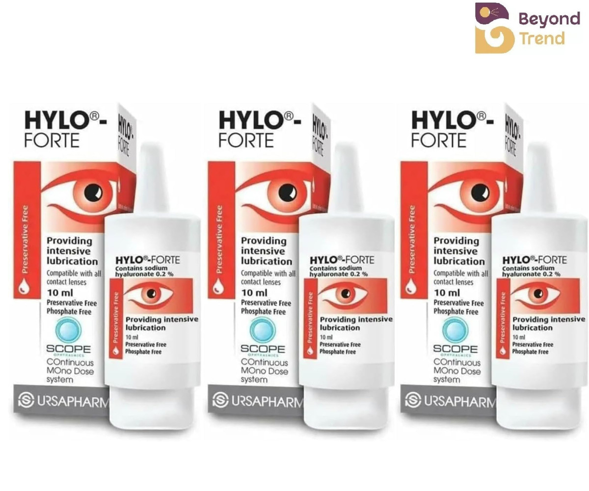 3 x Hylo-Forte Intensive Lubricating Eye Drops 10ml Dry Eye Relief EXP : 02/2028 3 x Hylo-Forte Intensive Lubricating Eye Drops 10ml Dry Eye Relief EXP : 02/2028