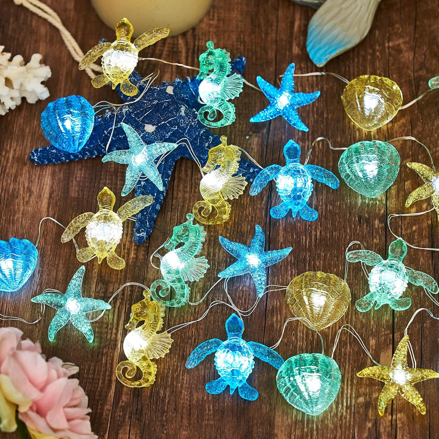 Ocean Beach Themed Sea Life Cute Fairy Decorative String Lights Battery Operated