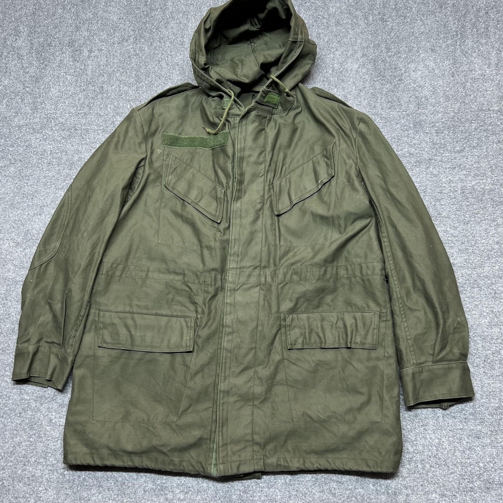 Vintage Seyntex Coat Mens ABL 3B Green Canvas Hooded Parka Belgian Army 80s