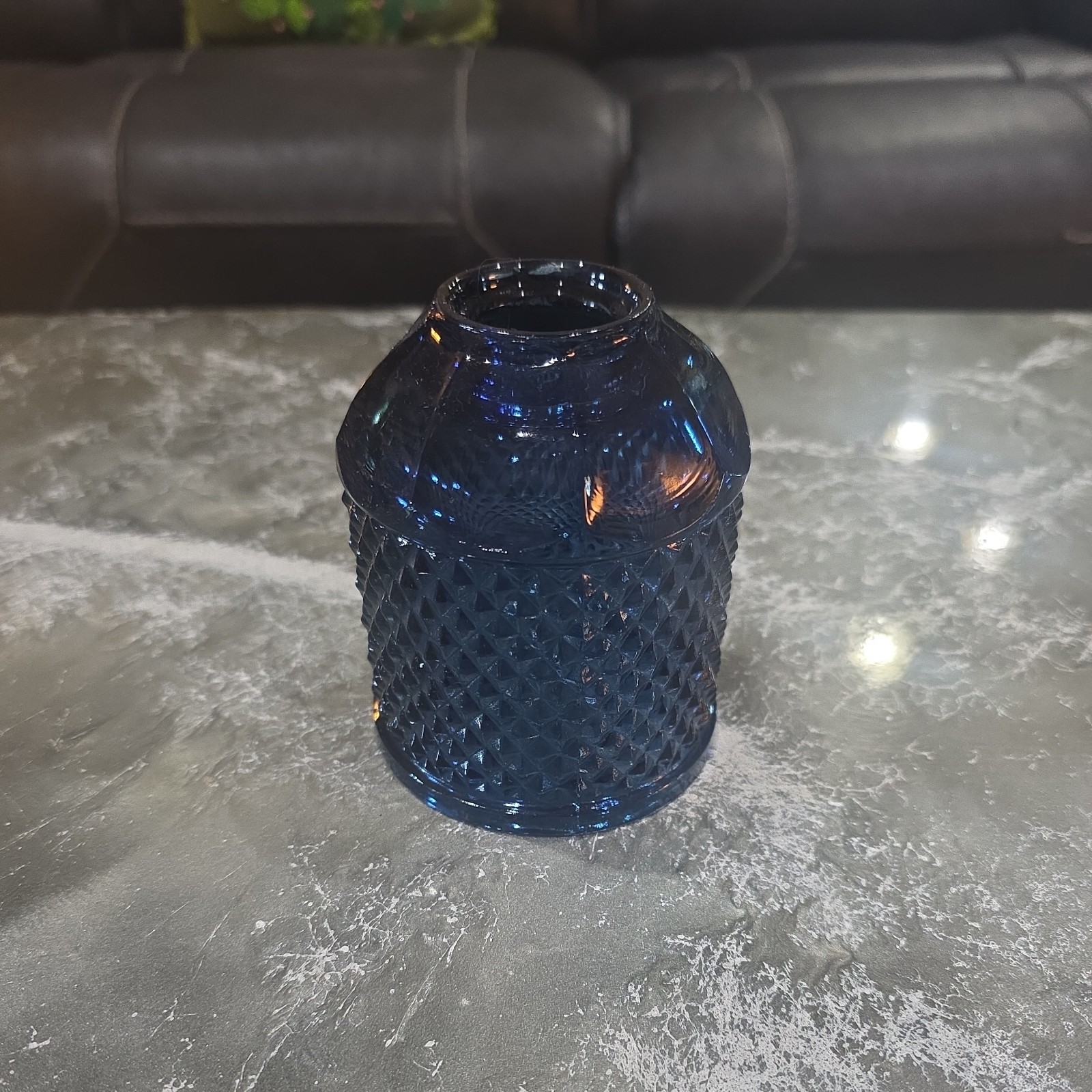 Vintage Viking Diamond Point Cobalt Blue  Fairy Lamp -top only