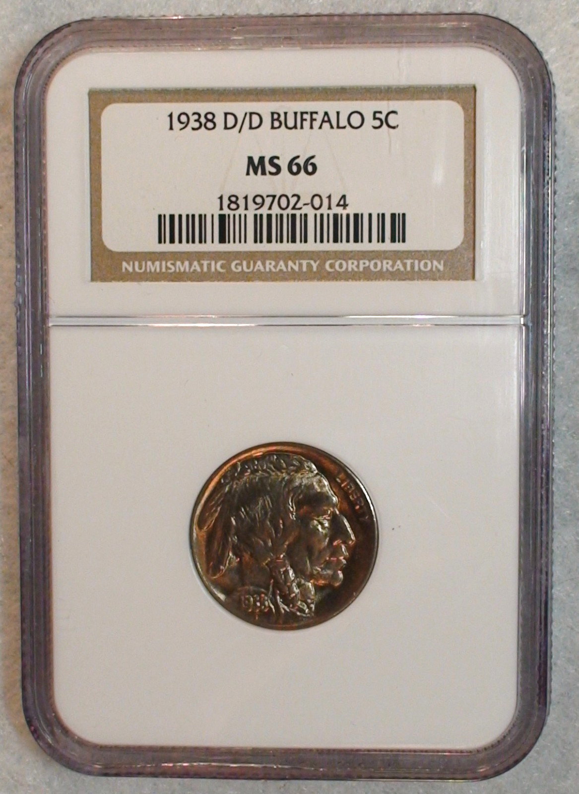 1938-D/D Buffalo Nickel MS 66 NGC Graded