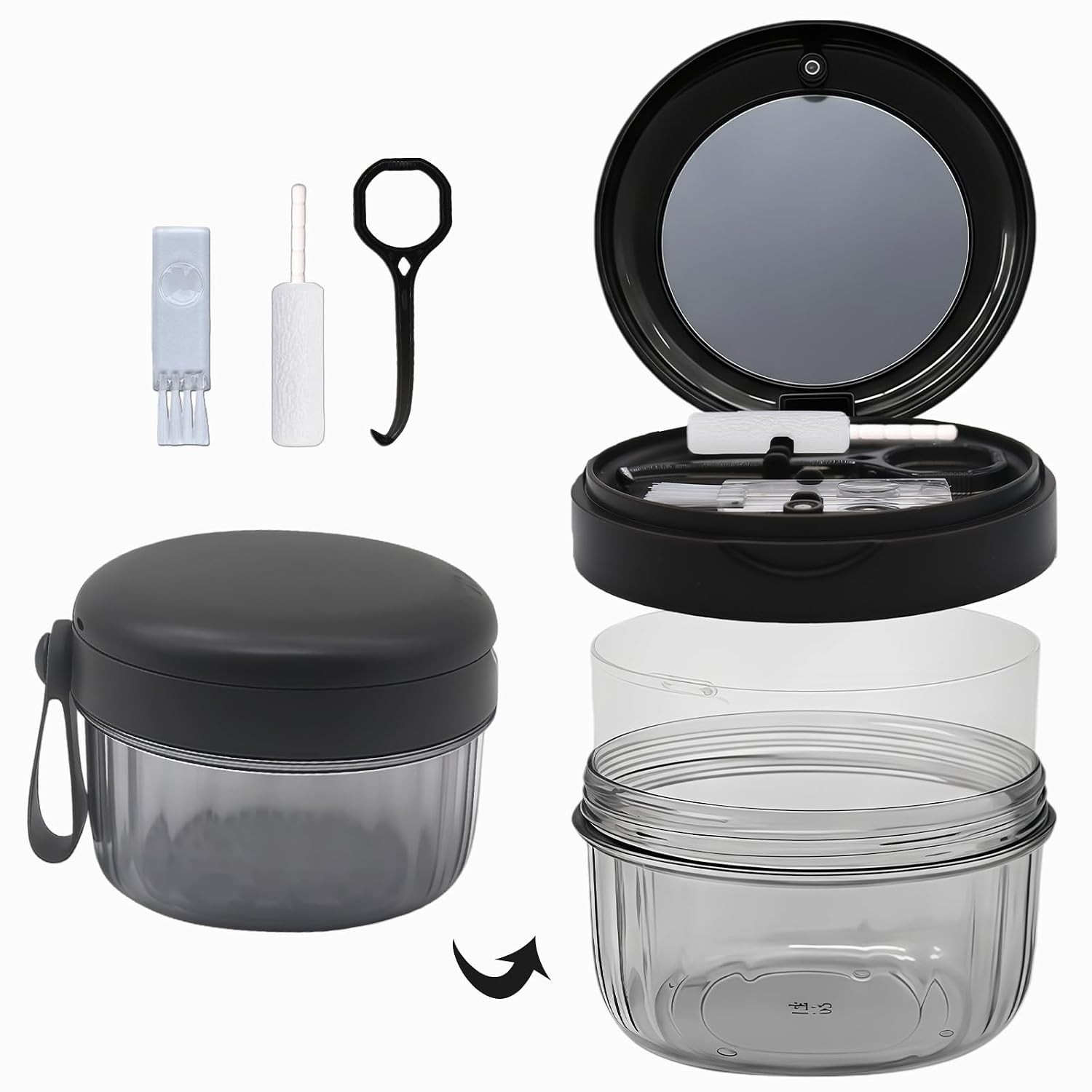 Denture Case, Leak Proof Denture Bath Cup for Travel, Large Denture Storage
