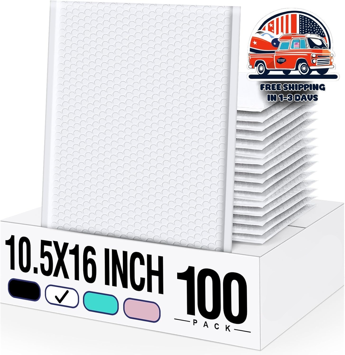 Paquete De 100 Sobres Acolchados Grandes De Burbujas De 10.5 x 16 Pulgadas NUEVO