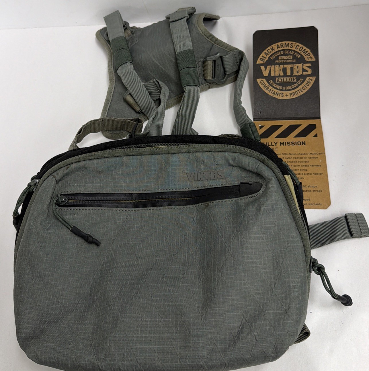 VIKTOS Low Key Tactical Chest Rig Gray Nylon Concealed Carry Pack Harness VIKTOS Low Key Tactical Chest Rig Gray Nylon Concealed Carry Pack Harness