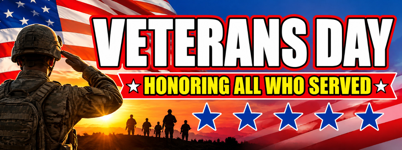 3ft x 8ft  VETERANS DAY Banner  (CAN BE PERSONALIZED)