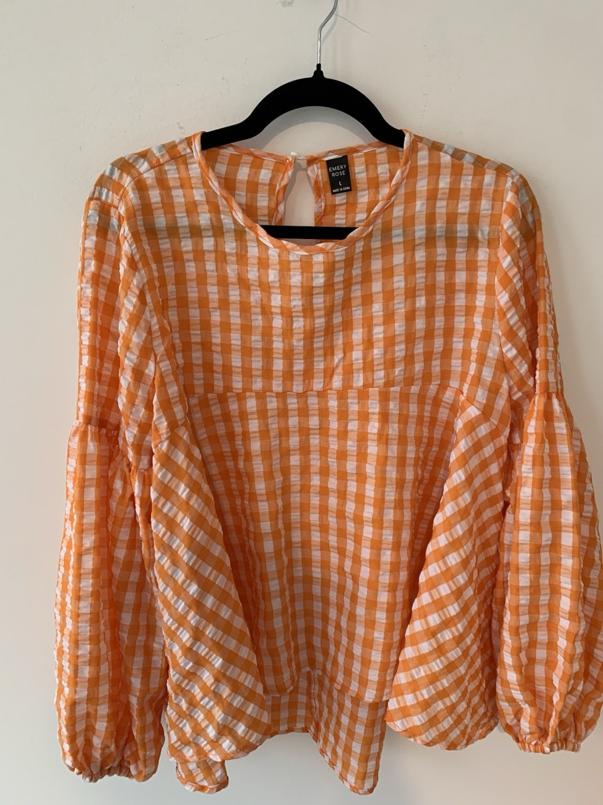 Emery Rose Gingham TN Vols Puff Sleeve Blouse L NWOT Emery Rose Gingham TN Vols Puff Sleeve Blouse L NWOT