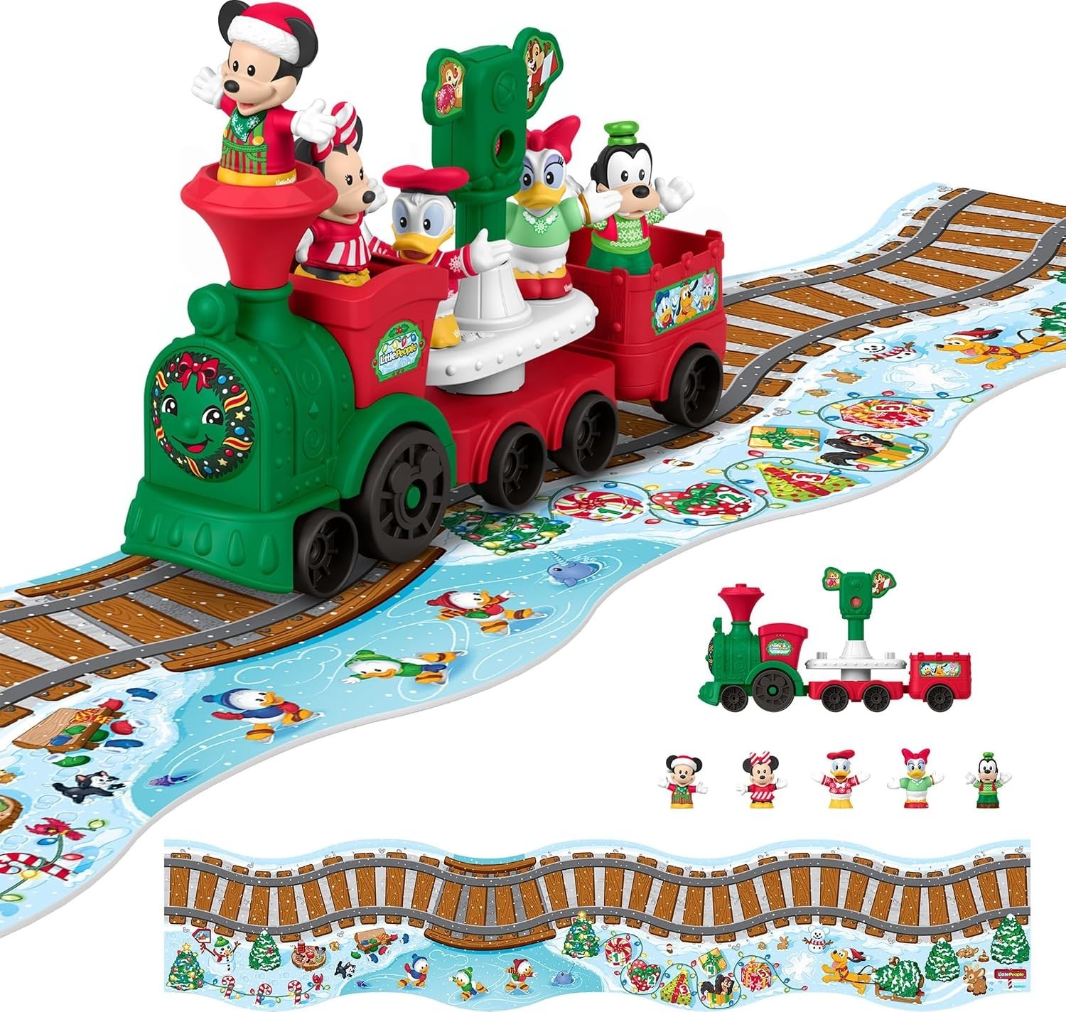 NEW RARE Fisher Price Little People Disney Jr Mickey Musical Xmas Train- IN HAND NEW RARE Fisher Price Little People Disney Jr Mickey Musical Xmas Train- IN HAND