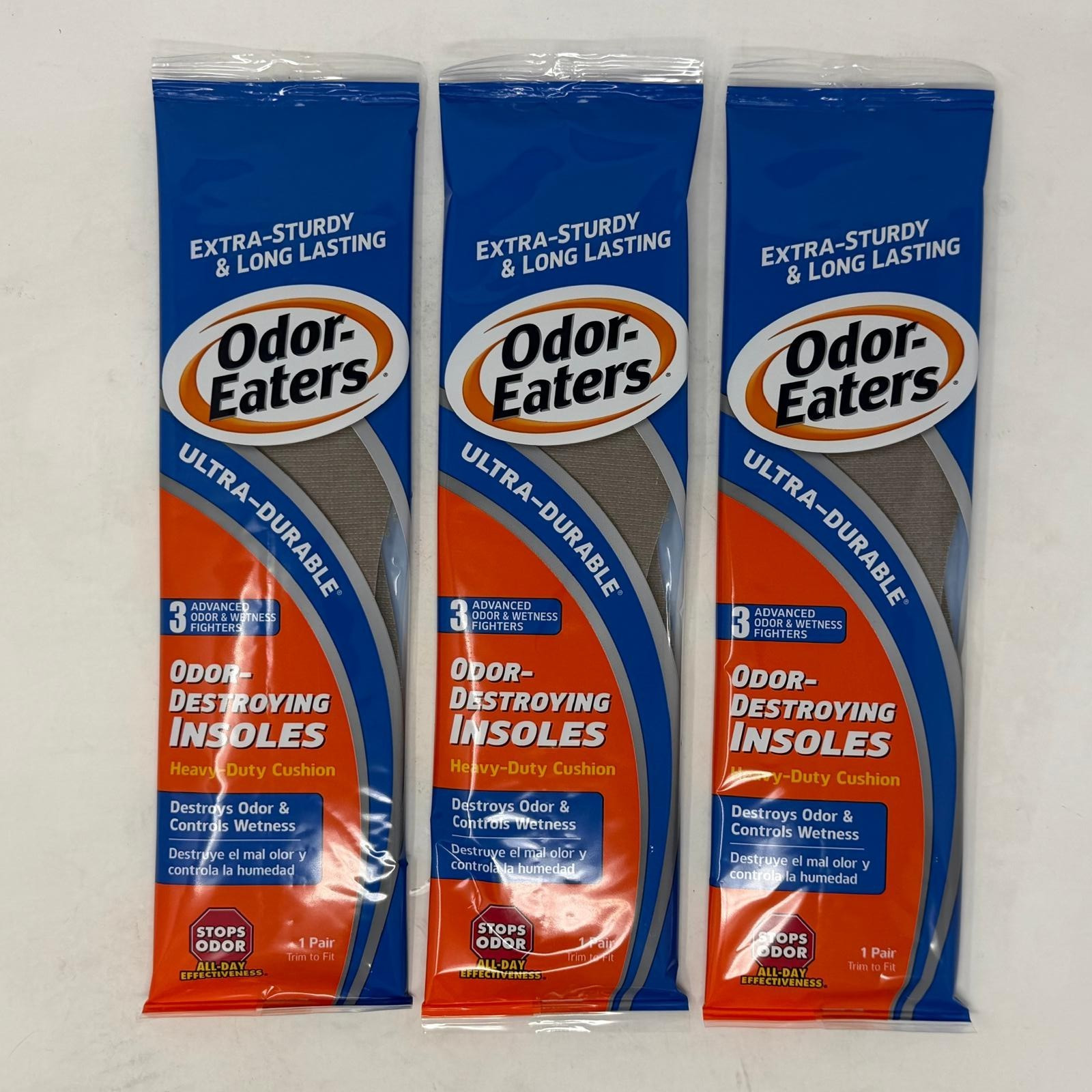 3 Pairs - Odor-Eaters Ultra-Durable Odor-Destroying Insoles, Heavy-Duty Cushion