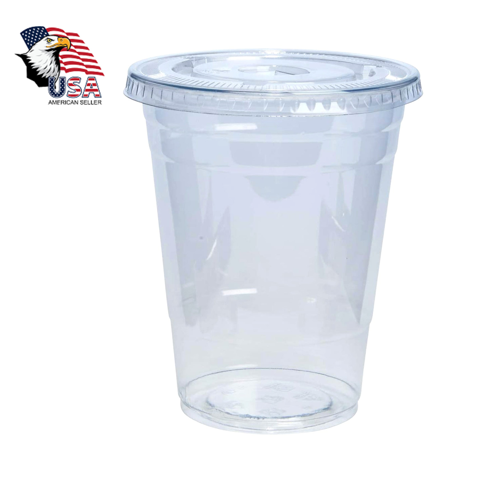 Clear Plastic PET Cups with Flat Lids with Straw for All Kinds of Beverages
