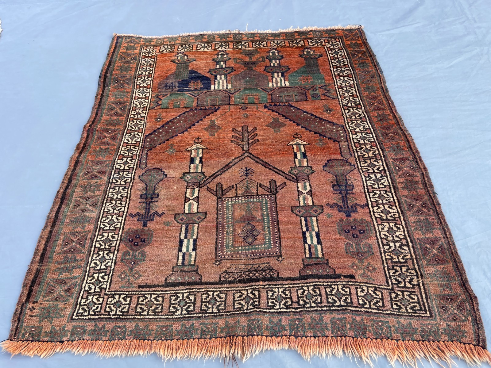 3x3 Vintage Afghan Wool Rug 3x3 Vintage Afghan Wool Rug