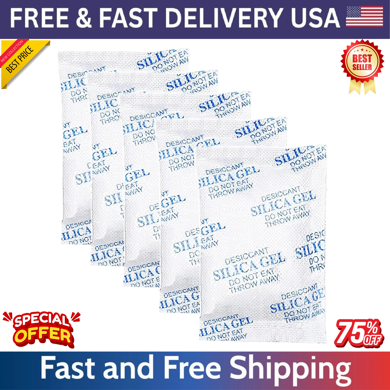 15 Pack 20 Gram Silica Gel Packs Desiccant Packets for Storage Moisture Packs US