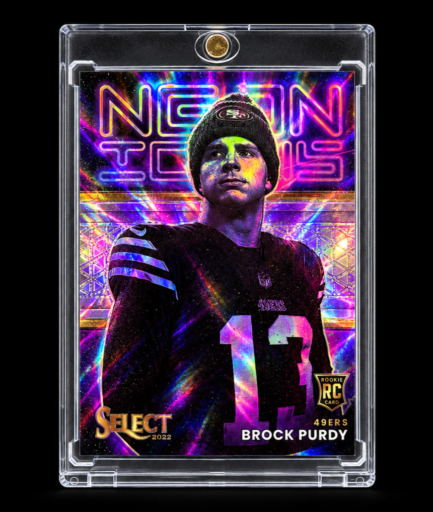 BROCK PURDY ROOKIE PURPLE REFRACTOR 2022 Panini Select Prizm Insert RC Neon 49ER