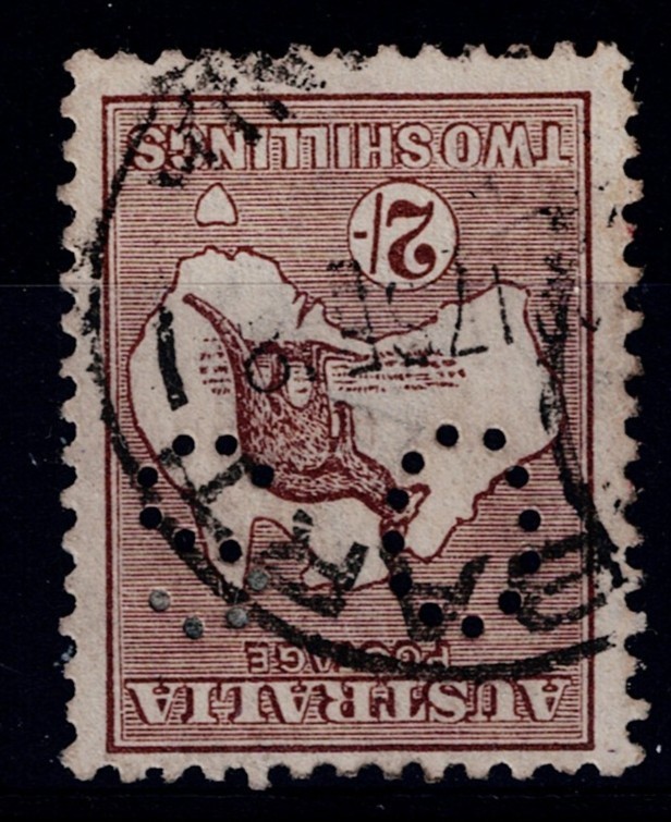 Stamp Australia Used 1915 to 1928 Official 2s Brown Wmk 6 Invert Sg O49w CV £850